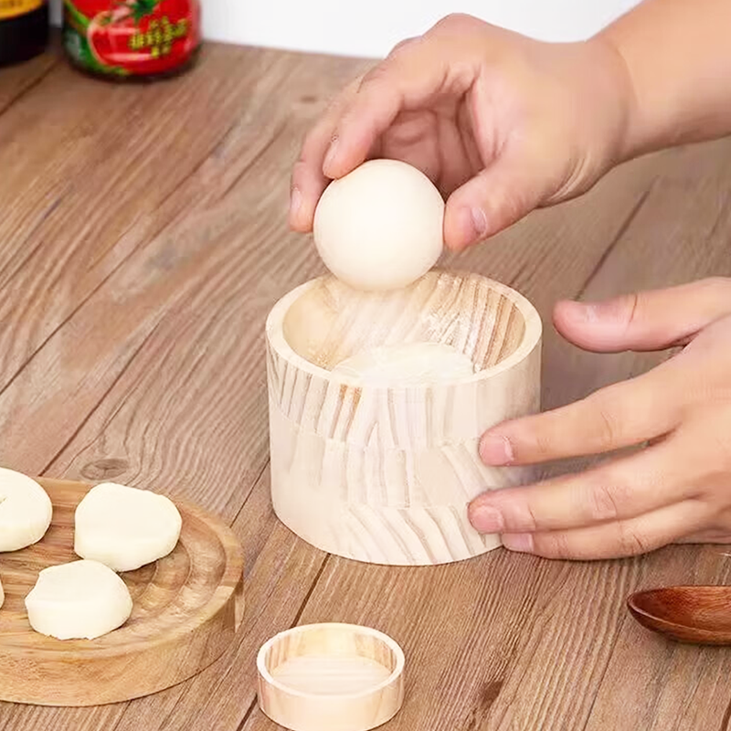 Dough Press Natural Wood Non-Stick & Ergonomic Grip