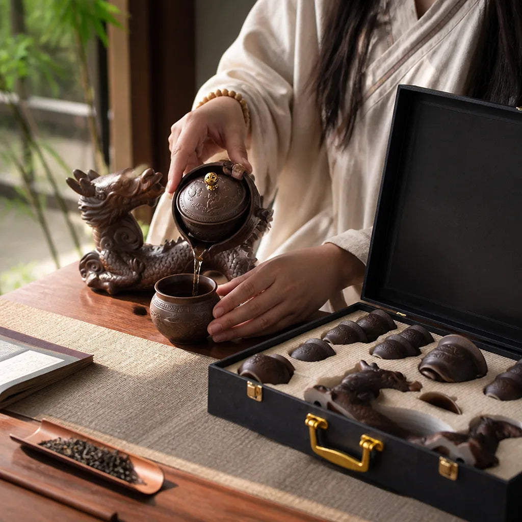 Dragon-Inspired Semi-Automatic Magnetic Rotating Teapot Kung Fu Tea Set