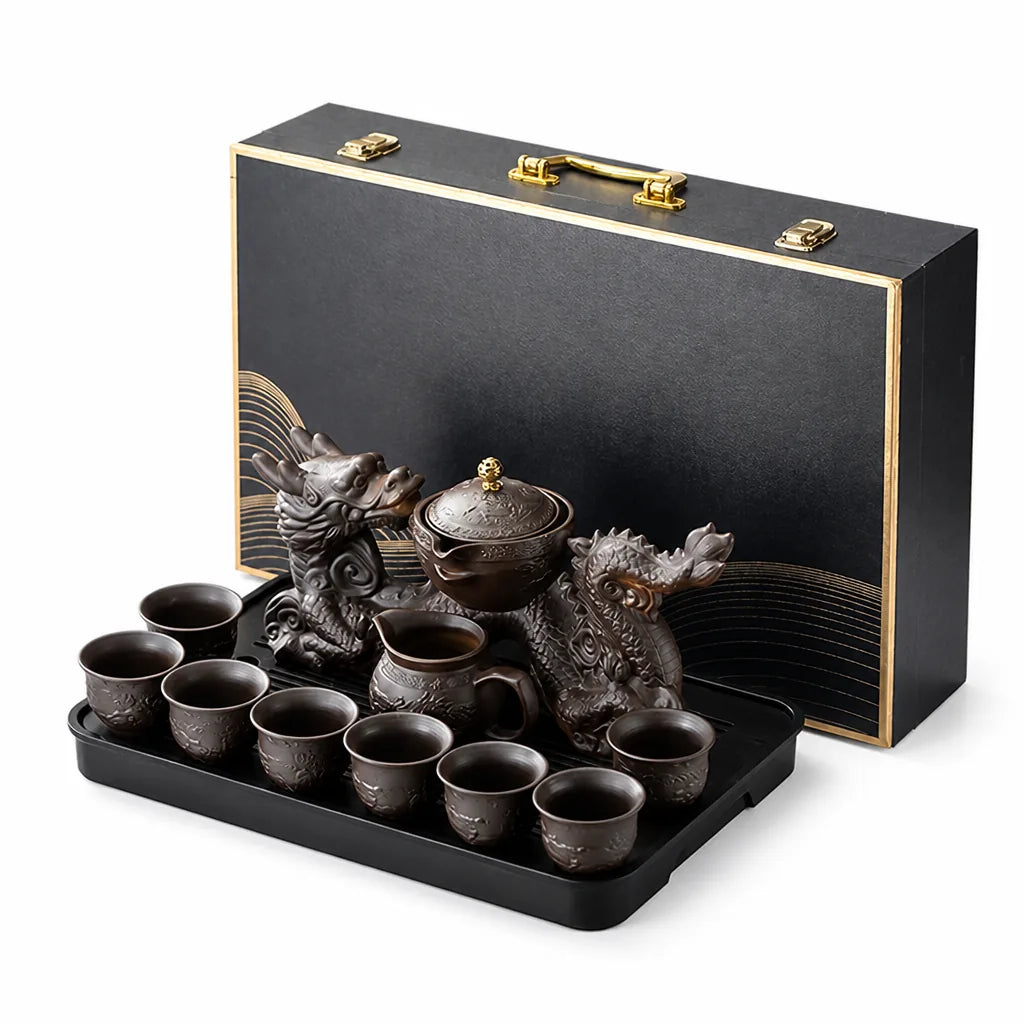 Dragon-Inspired Semi-Automatic Magnetic Rotating Teapot Kung Fu Tea Set