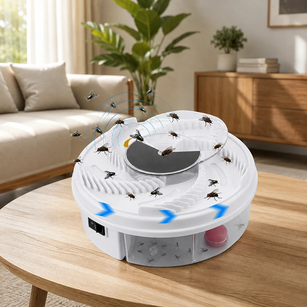 Electric Fly Trap Whisper-Quiet USB-Powered Removable Metal Mesh Tray