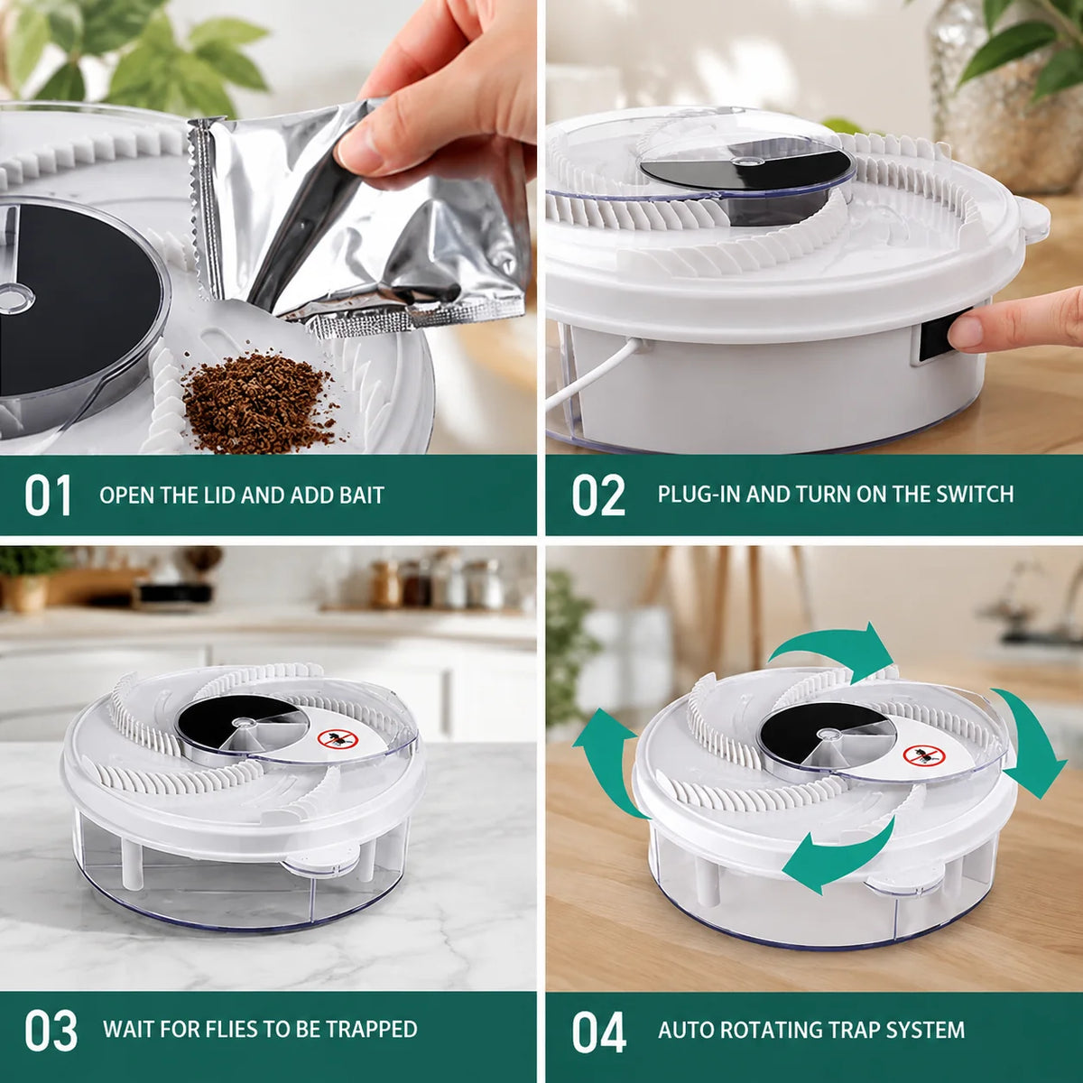Electric Fly Trap Whisper-Quiet USB-Powered Removable Metal Mesh Tray