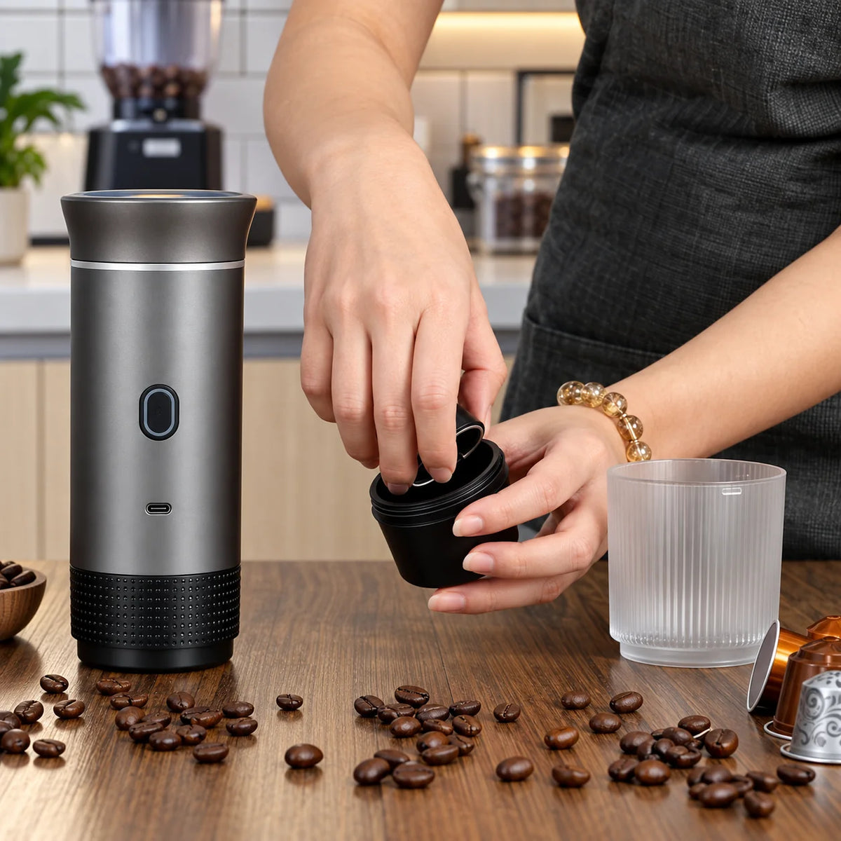 Espresso Maker Compact Car-Powered Ground & Capsule Compatible