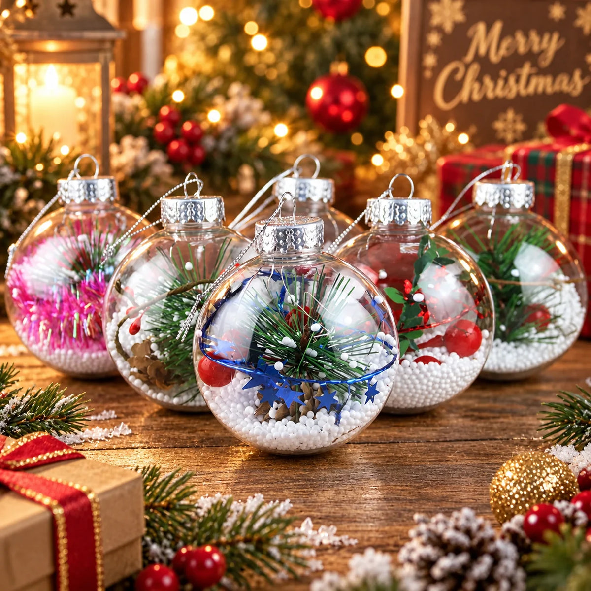 Fillable Ornaments Clear Plastic 2.4 Inch Set of 24