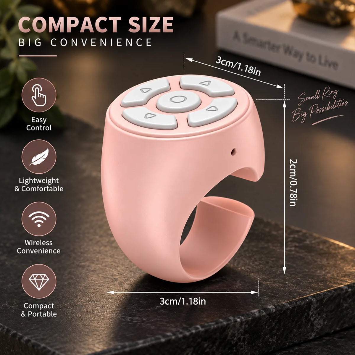 Finger Ring Remote Bluetooth Rechargeable
