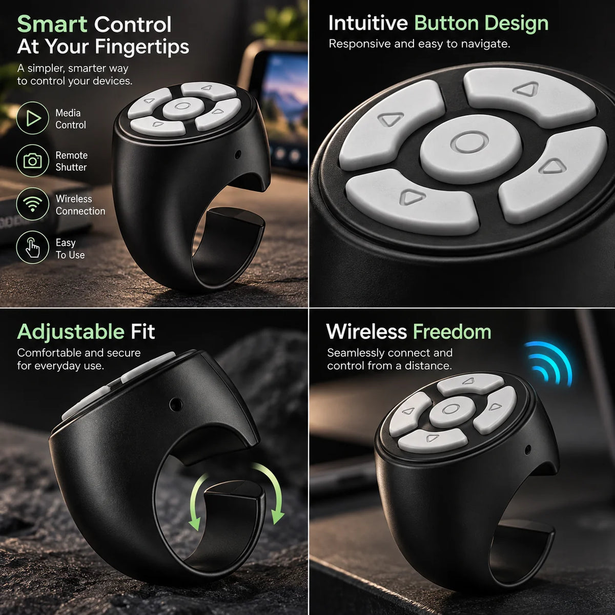 Finger Ring Remote Bluetooth Rechargeable