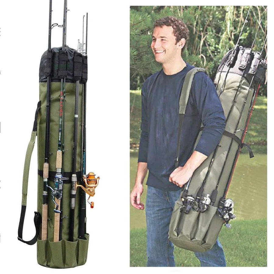 Fishing Rod & Tackle Bag Water-Resistant Oxford Collapsible