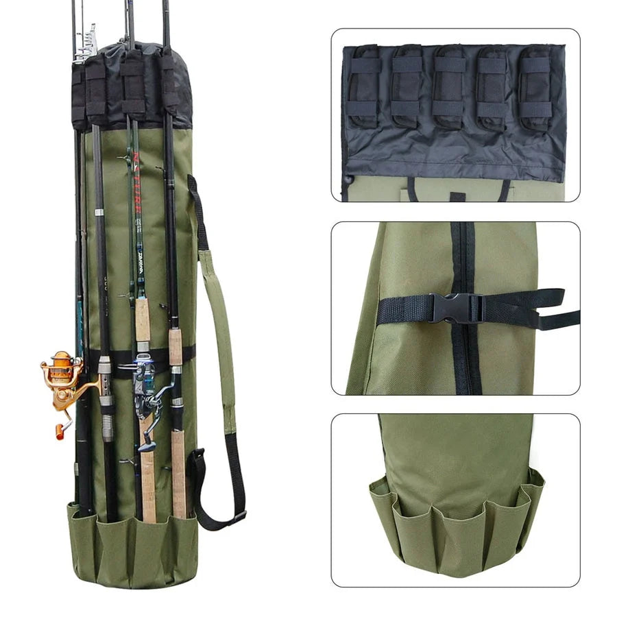 Fishing Rod & Tackle Bag Water-Resistant Oxford Collapsible