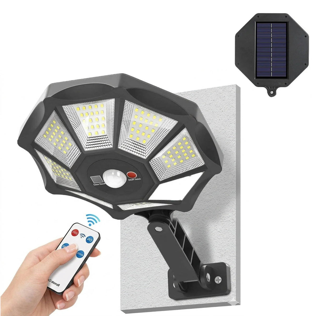 Flood Light Solar Motion Sensor 168-LED Dual Adjustable Heads