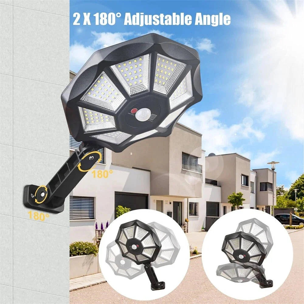 Flood Light Solar Motion Sensor 168-LED Dual Adjustable Heads