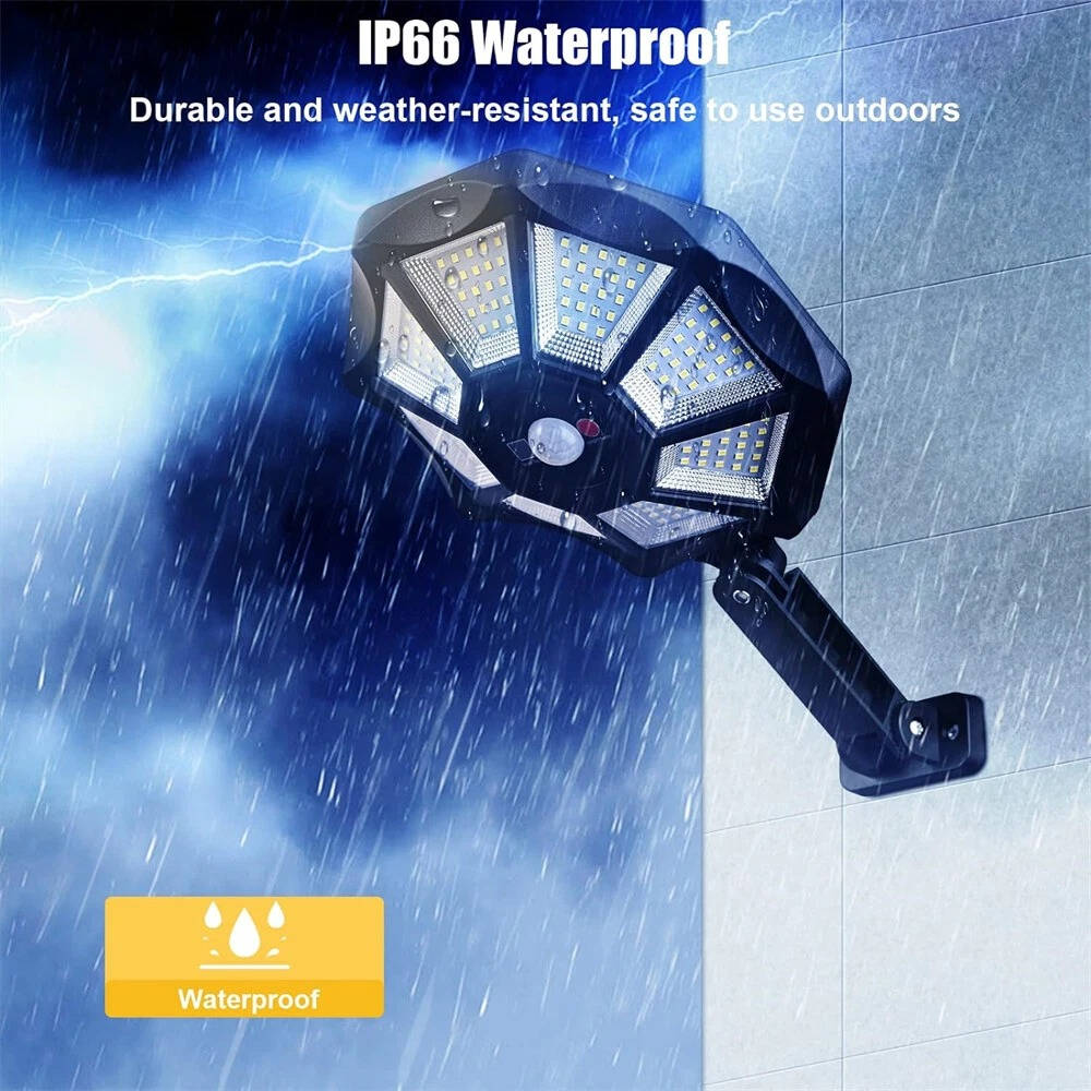 Flood Light Solar Motion Sensor 168-LED Dual Adjustable Heads