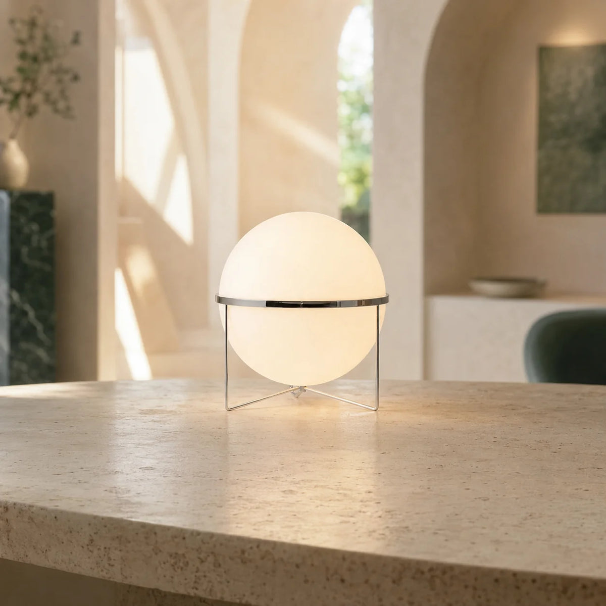Floor Lamp Frosted Globe Built-In LED