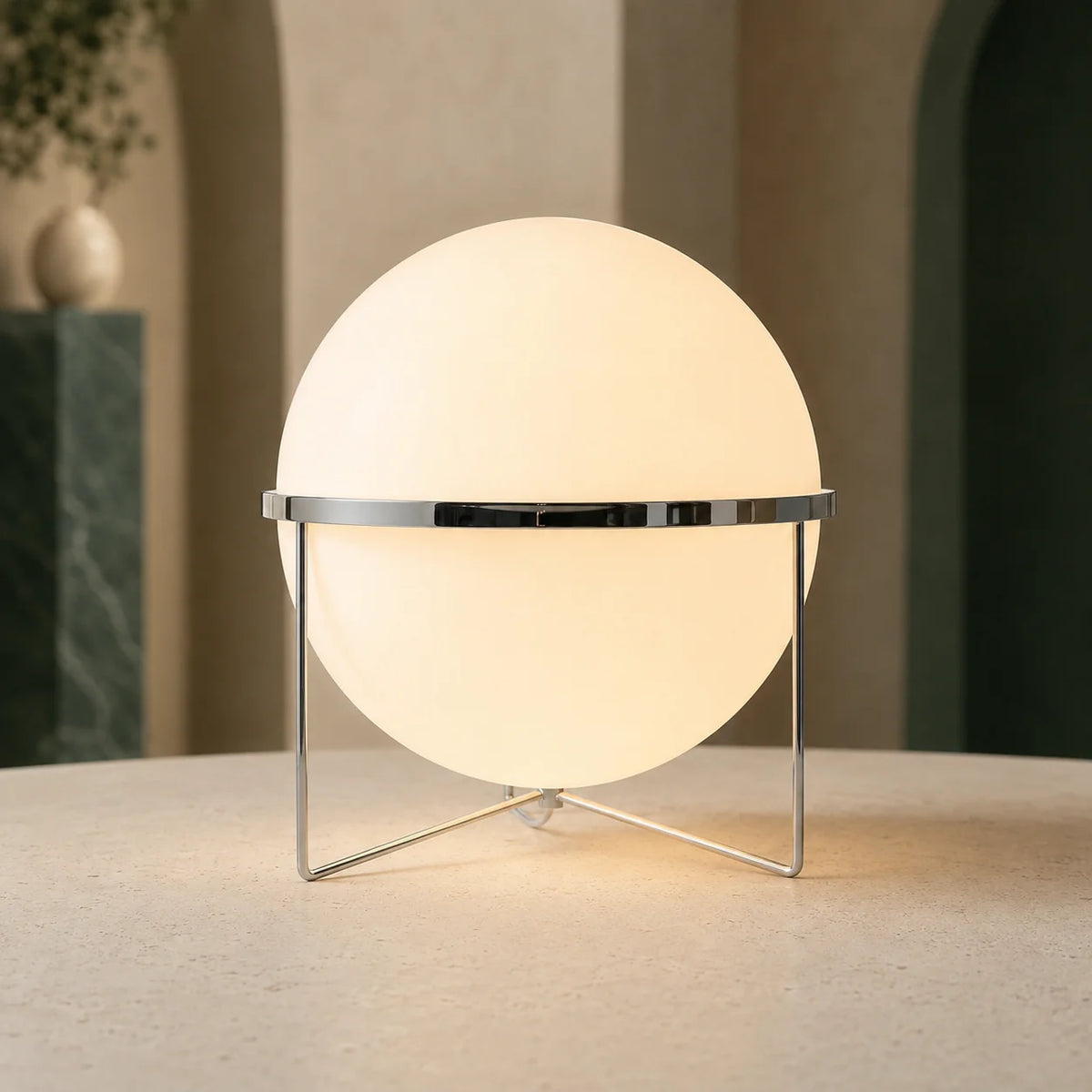 Floor Lamp Frosted Globe Built-In LED