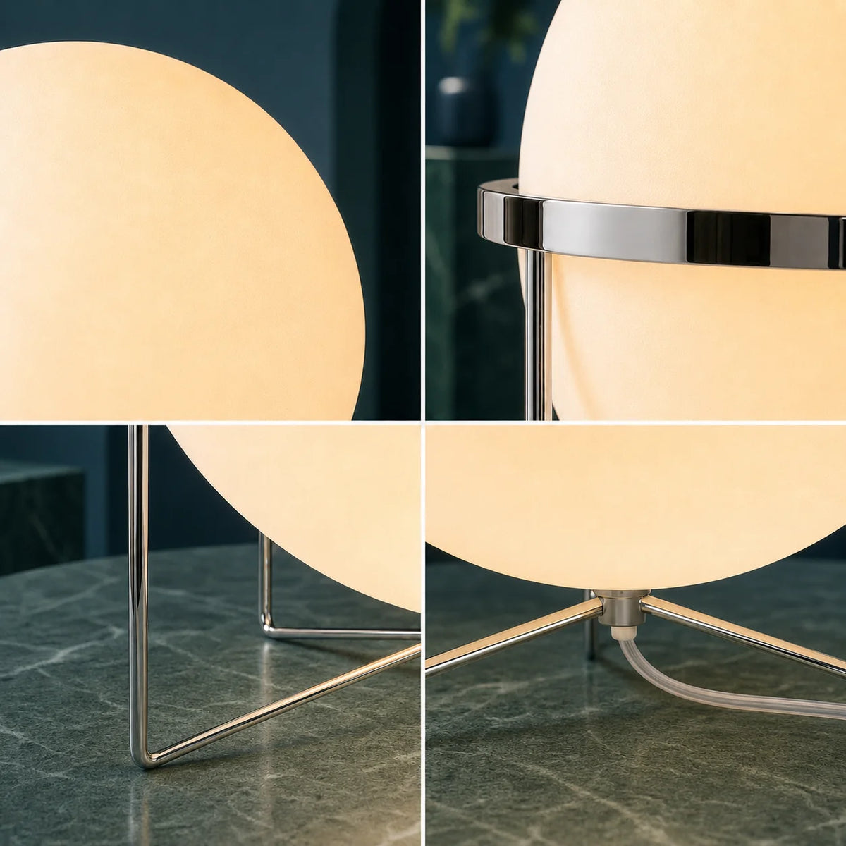 Floor Lamp Frosted Globe Built-In LED