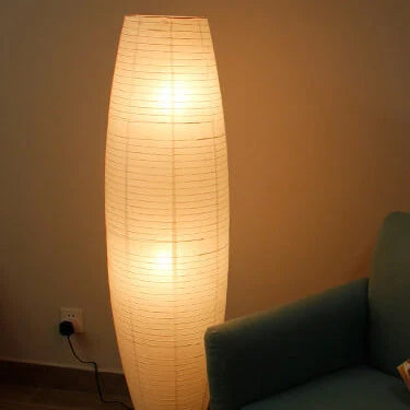Floor Lamp Paper Shade Black Frame 54 Inch