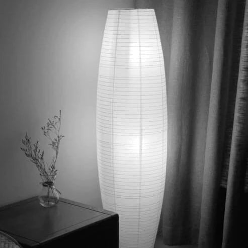 Floor Lamp Paper Shade Slim Column Dual Bulbs