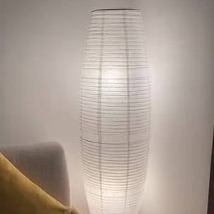 Floor Lamp Paper Shade Slim Column Dual Bulbs