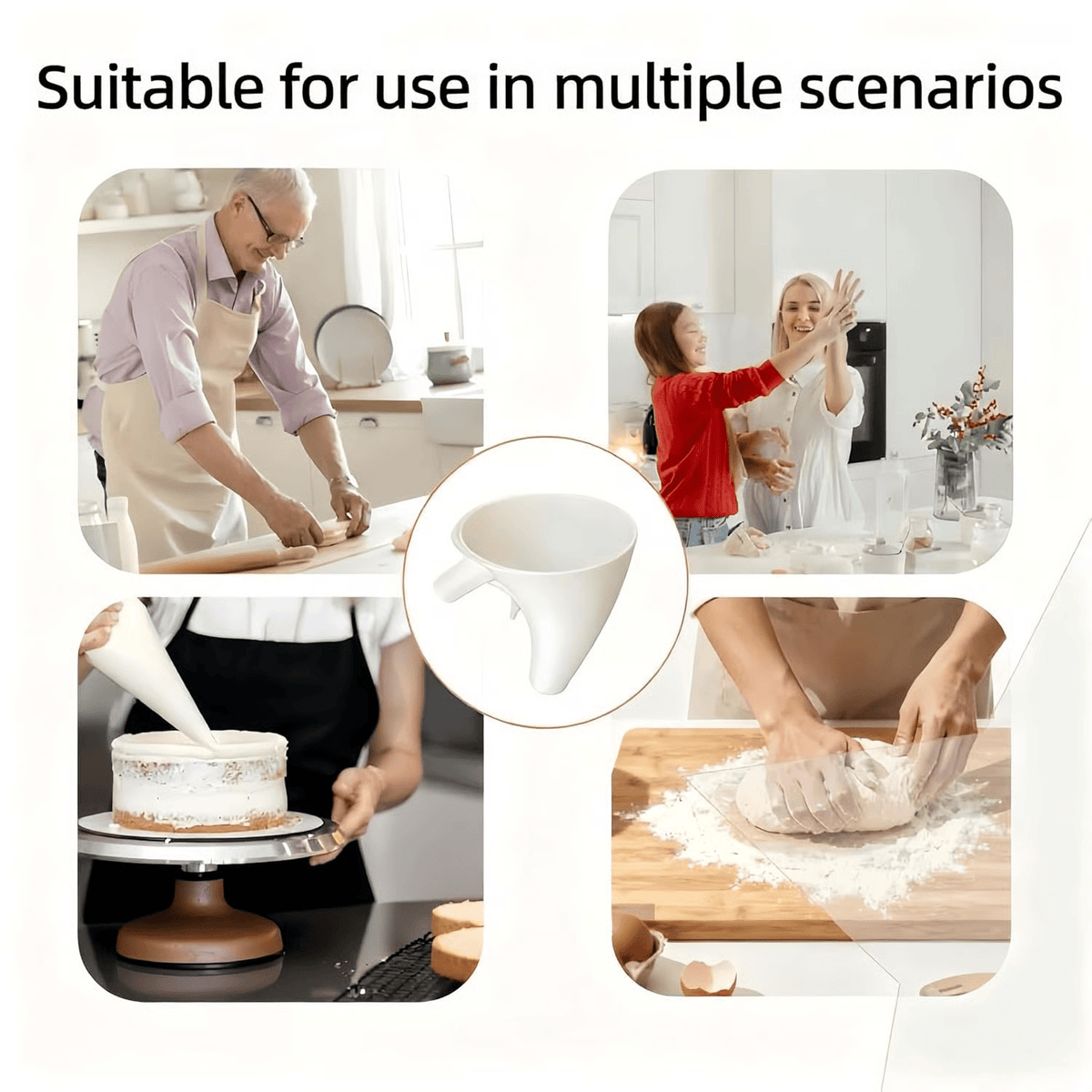 Flour Funnel Attachment Spill-Free Fits 5-L Tilt-Head Mixers