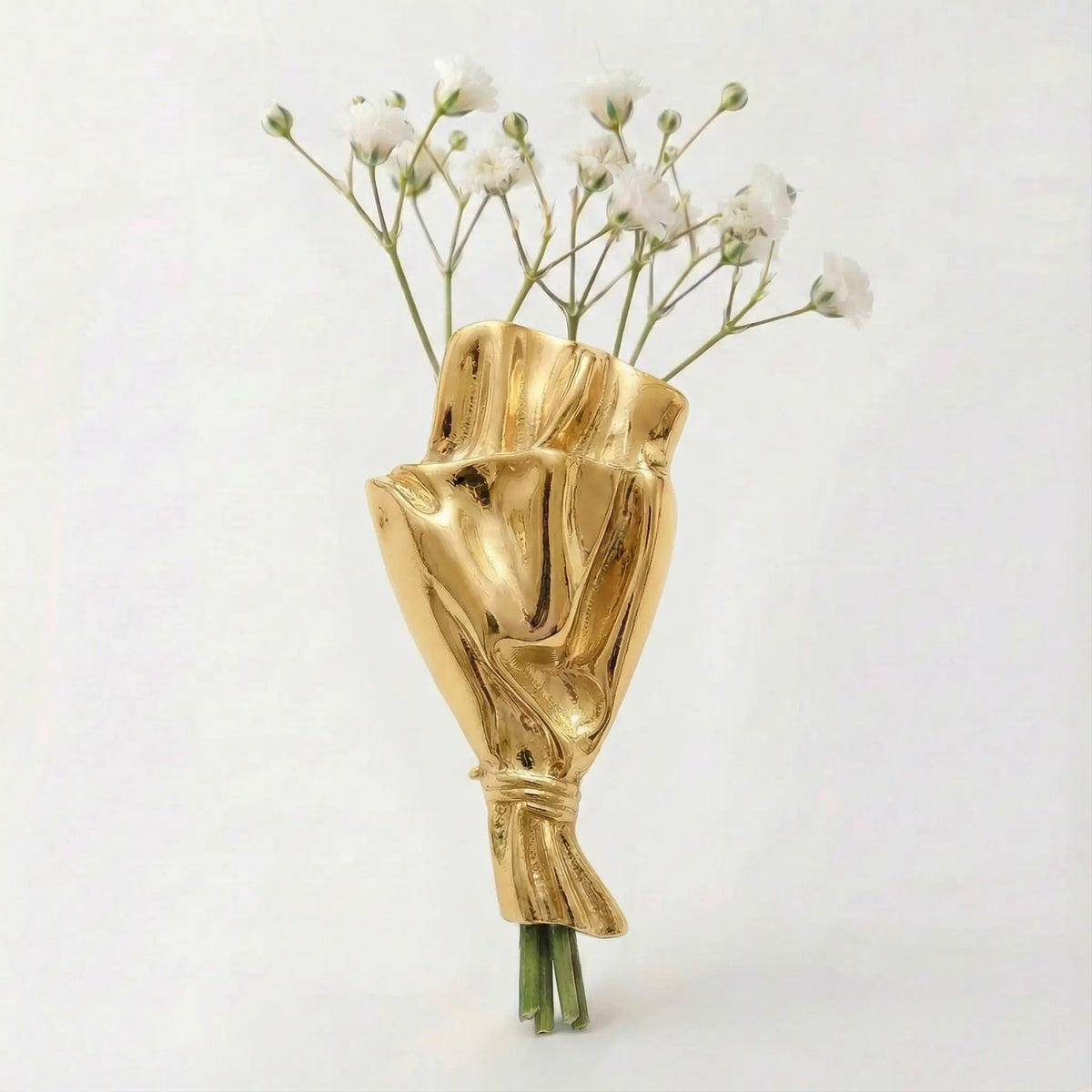 Flower Vase Brooch Polished Metal Holds Real Flowers