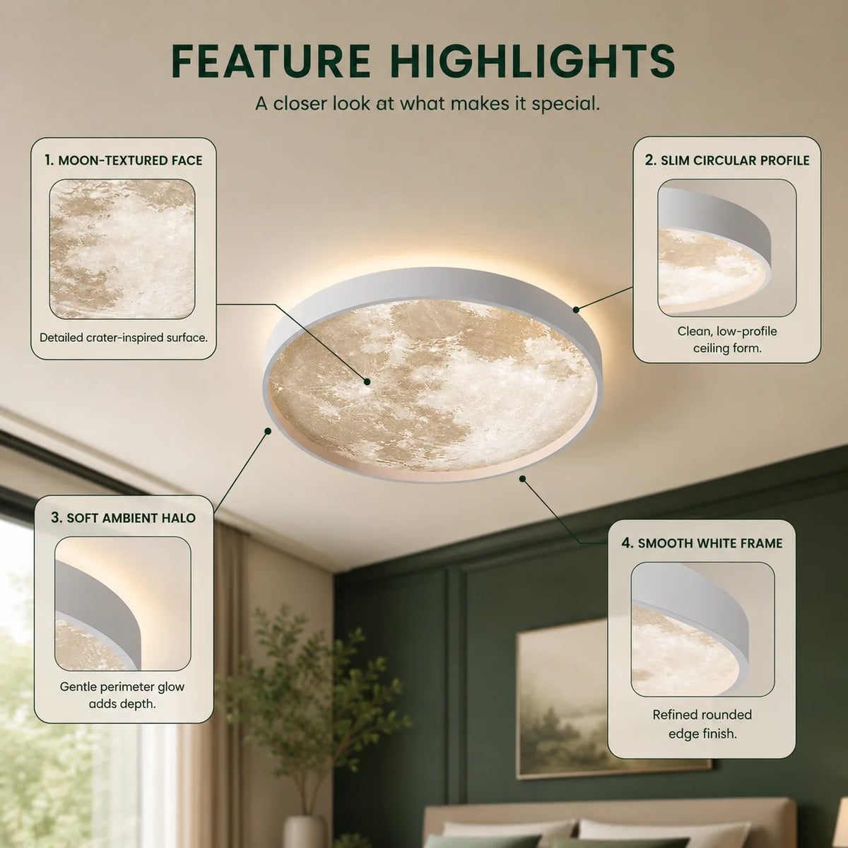 Flush Mount Ceiling Light LED Frosted Acrylic Remote Dimmable