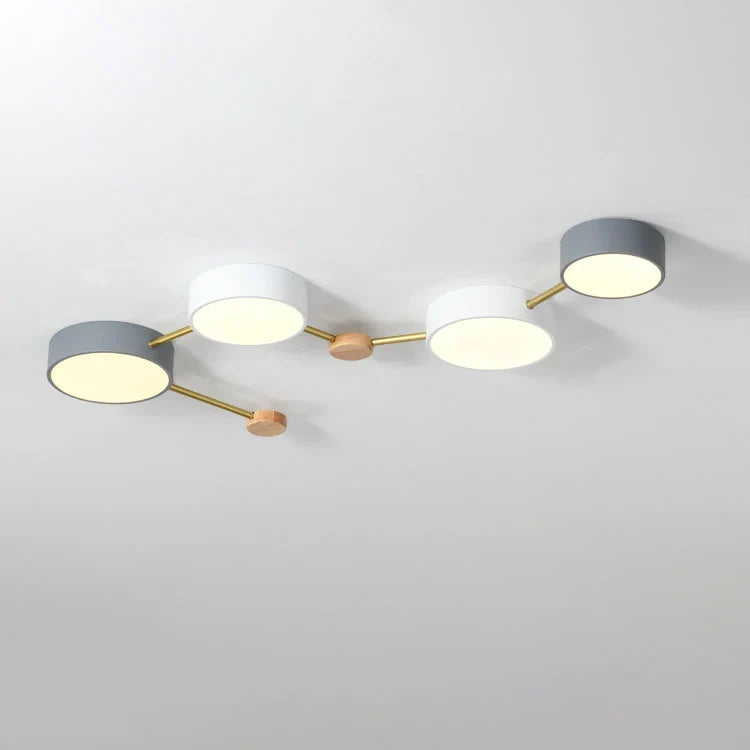 Flush Mount Ceiling Light Linear Wood Integrated LED