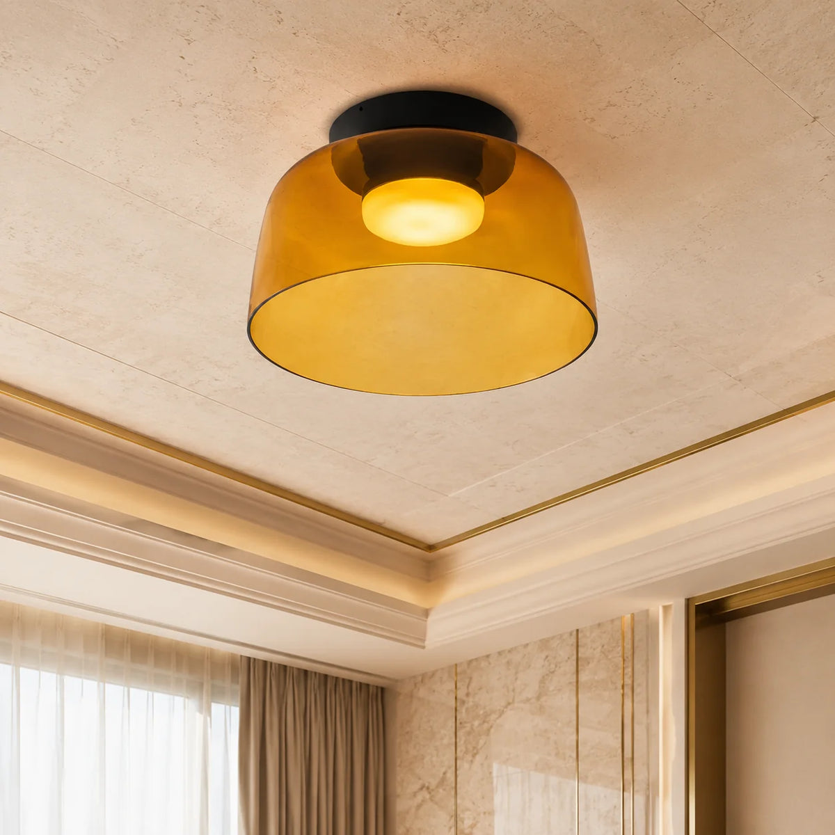 Flushmount Ceiling Light Layered Glass Integrated LED