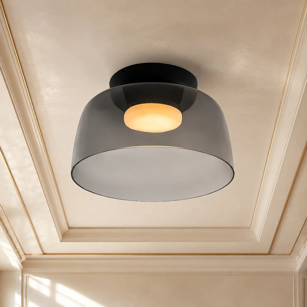 Flushmount Ceiling Light Layered Glass Integrated LED