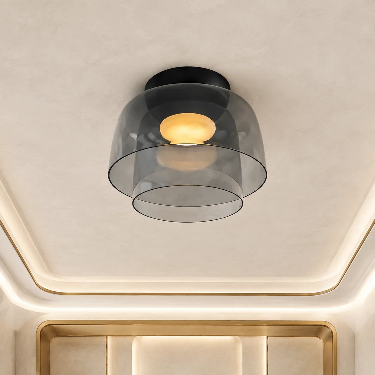 Flushmount Ceiling Light Layered Glass Integrated LED