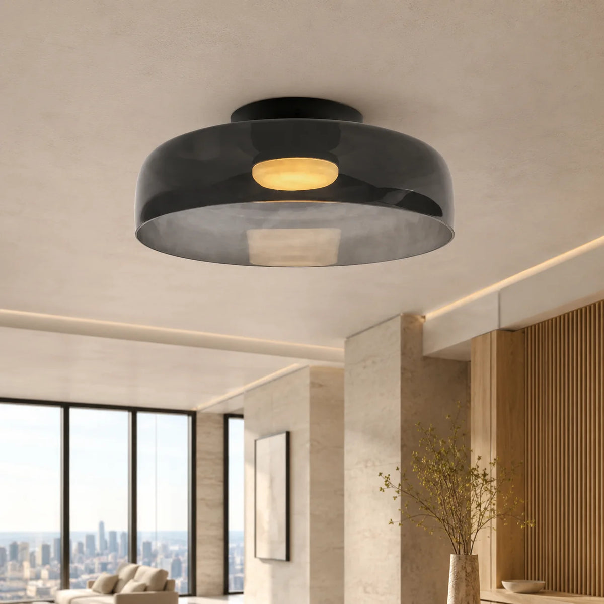 Flushmount Ceiling Light Layered Glass Integrated LED