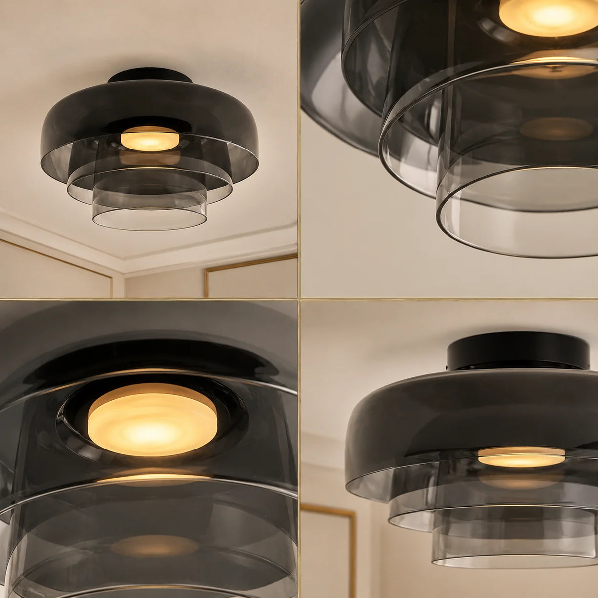 Flushmount Ceiling Light Layered Glass Integrated LED
