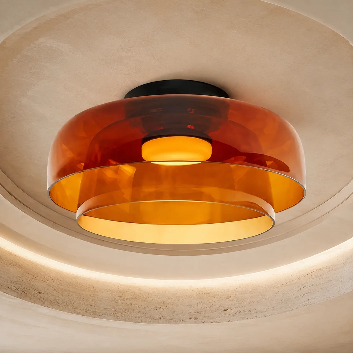Flushmount Ceiling Light Layered Glass Integrated LED