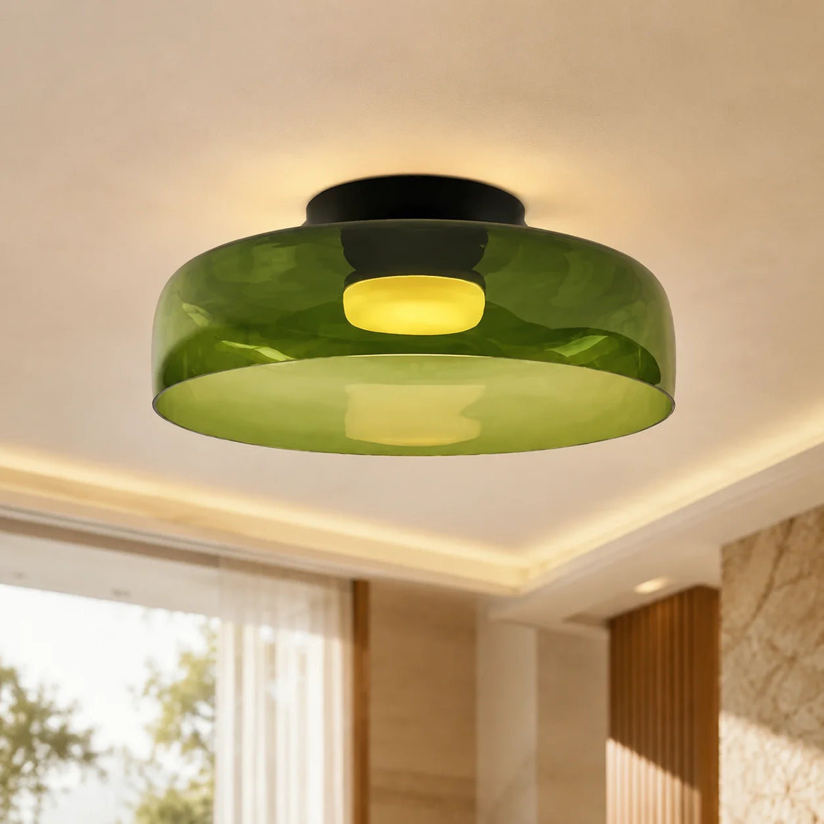 Flushmount Ceiling Light Layered Glass Integrated LED