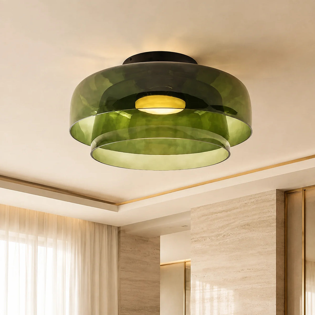Flushmount Ceiling Light Layered Glass Integrated LED