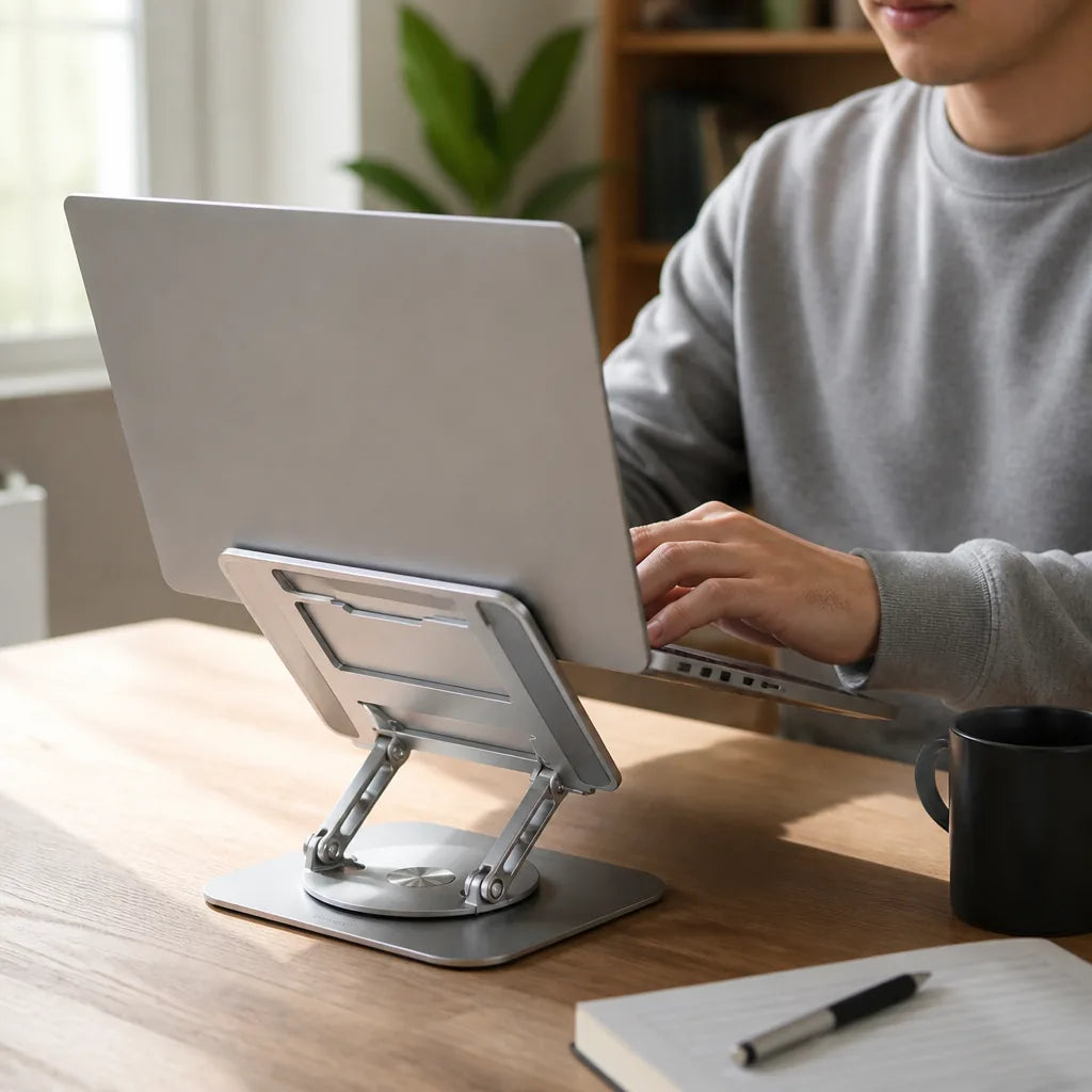 Foldable Adjustable Height Laptop Stand (360° Rotating; Fits Up to 17-Inch Laptops)