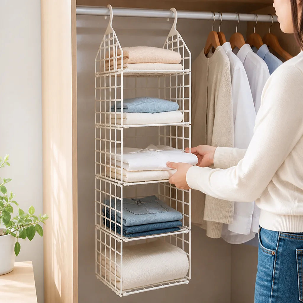 Foldable Open-Frame Hanging Closet Organizer (5-Tier)