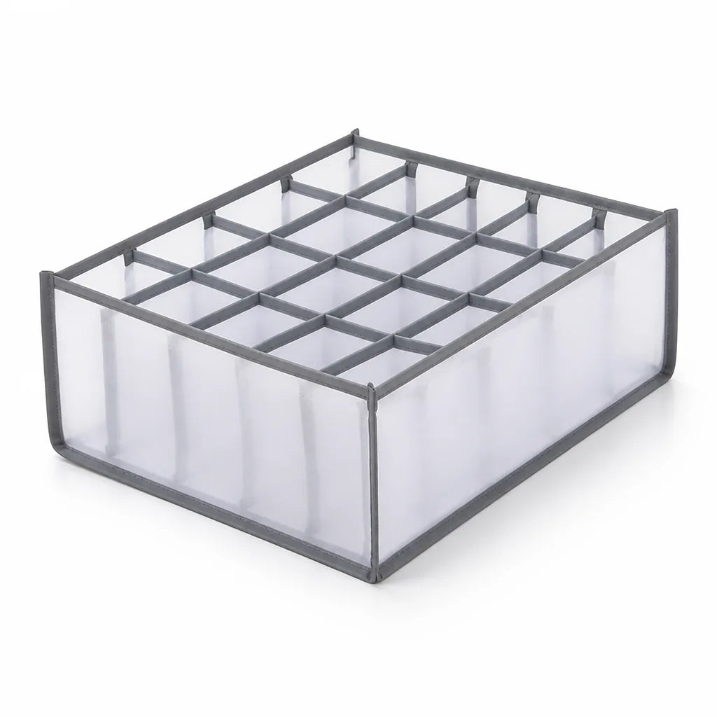 Foldable Washable Clothes Drawer Organizer With Grid Compartments