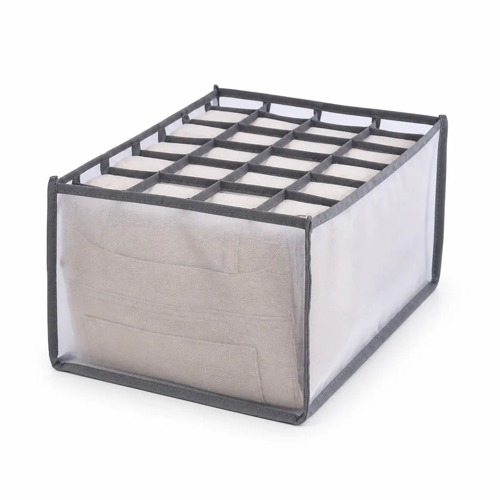 Foldable Washable Clothes Drawer Organizer With Grid Compartments