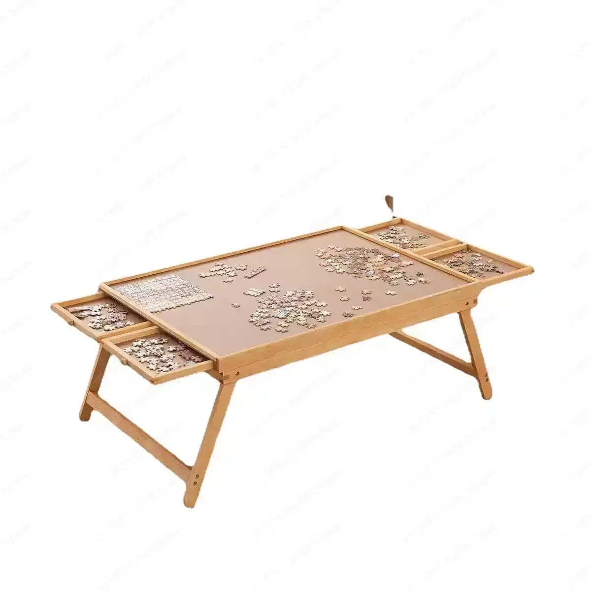 Folding Puzzle Table Wooden Four Drawers Holds 1500 Pieces
