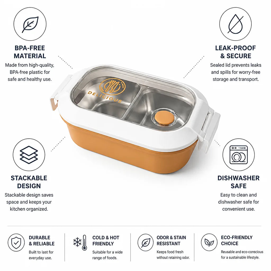 Food Storage Container Leak-Proof Stackable BPA-Free & Dishwasher-Safe