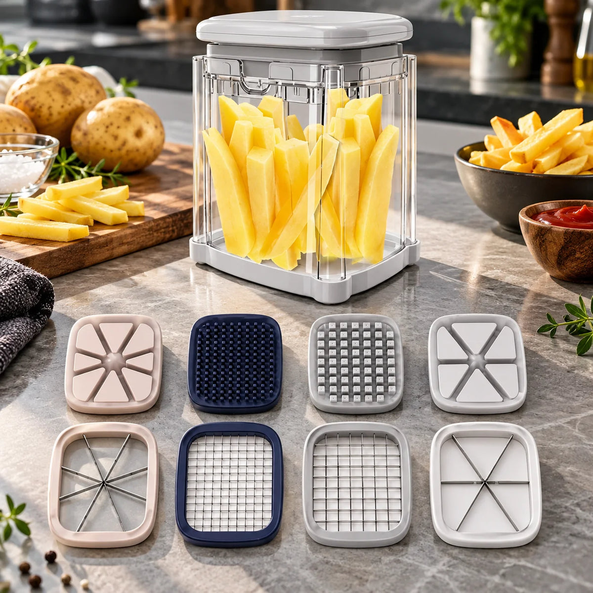 Fry & Vegetable Chopper 4-in-1 Stainless Steel Blades