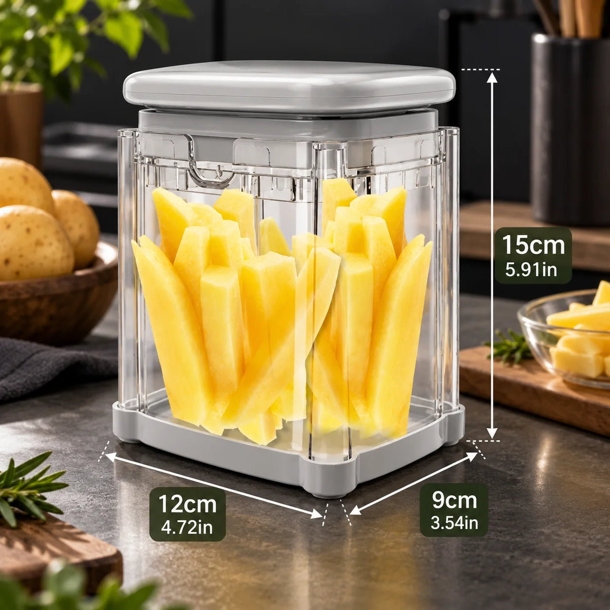 Fry & Vegetable Chopper 4-in-1 Stainless Steel Blades