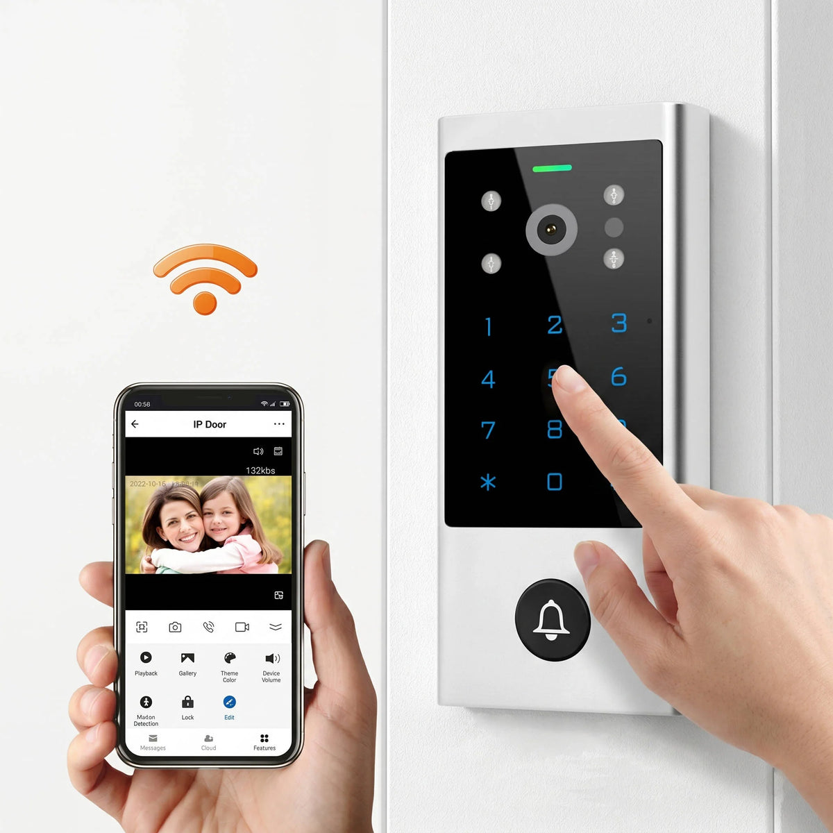 Garage Door Keypad Live Video 1080P & Night Vision Multi-User Codes