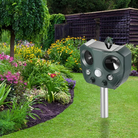 Garden Animal Repeller Solar-Powered Ultrasonic & Flashing LED