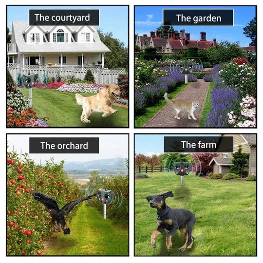 Garden Animal Repeller Solar-Powered Ultrasonic & Flashing LED