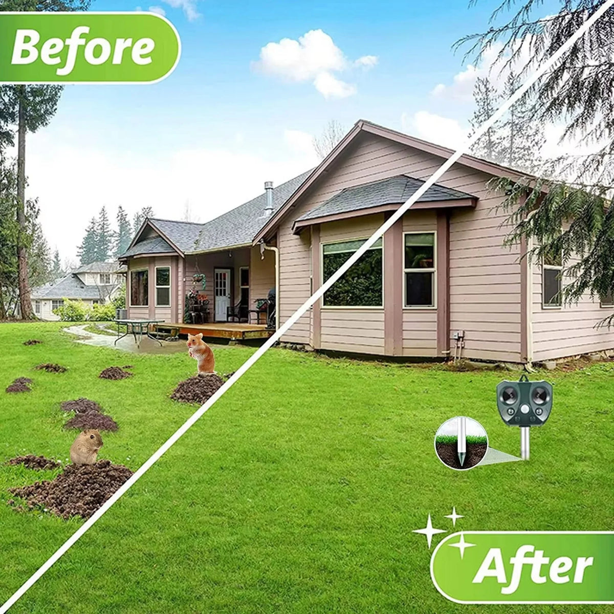 Garden Animal Repeller Solar-Powered Ultrasonic & Flashing LED