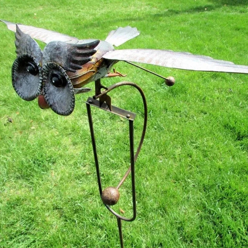 Garden Bird Sculpture Kinetic Wind-Swaying Weather-Resistant Metal