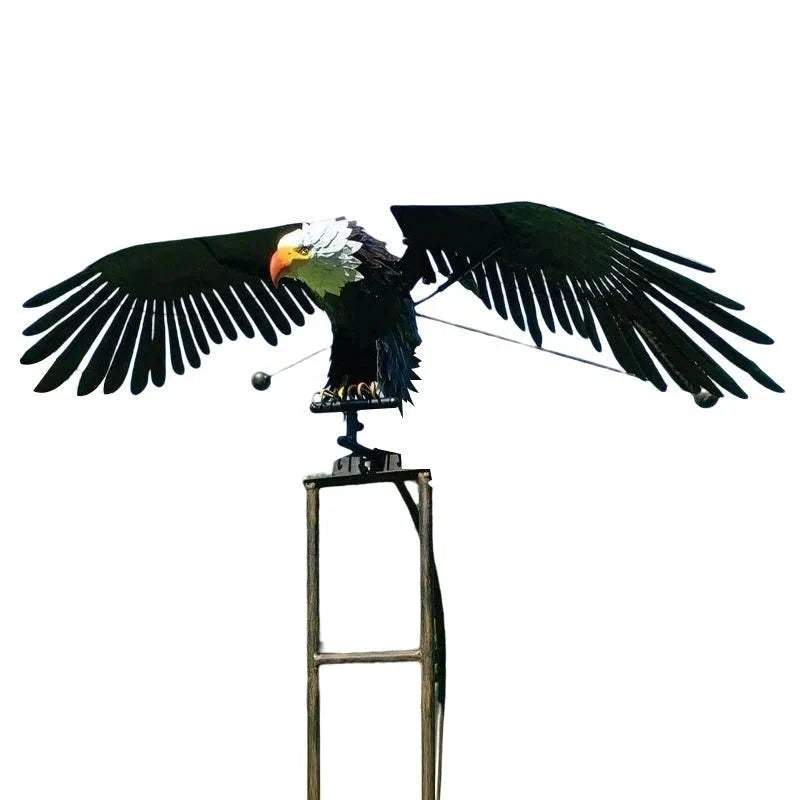 Garden Bird Sculpture Kinetic Wind-Swaying Weather-Resistant Metal