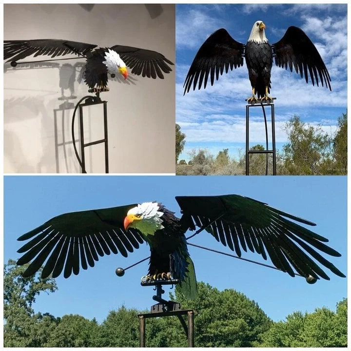 Garden Bird Sculpture Kinetic Wind-Swaying Weather-Resistant Metal