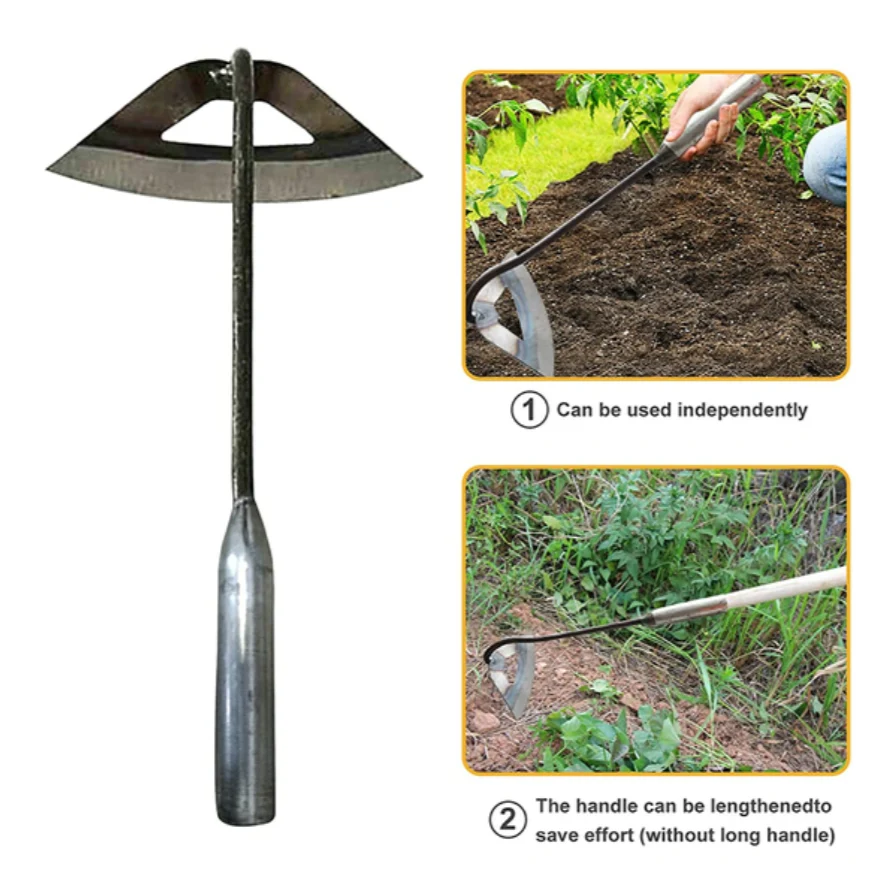 Garden Hoe Hollow Steel Blade Extension Rod Compatible