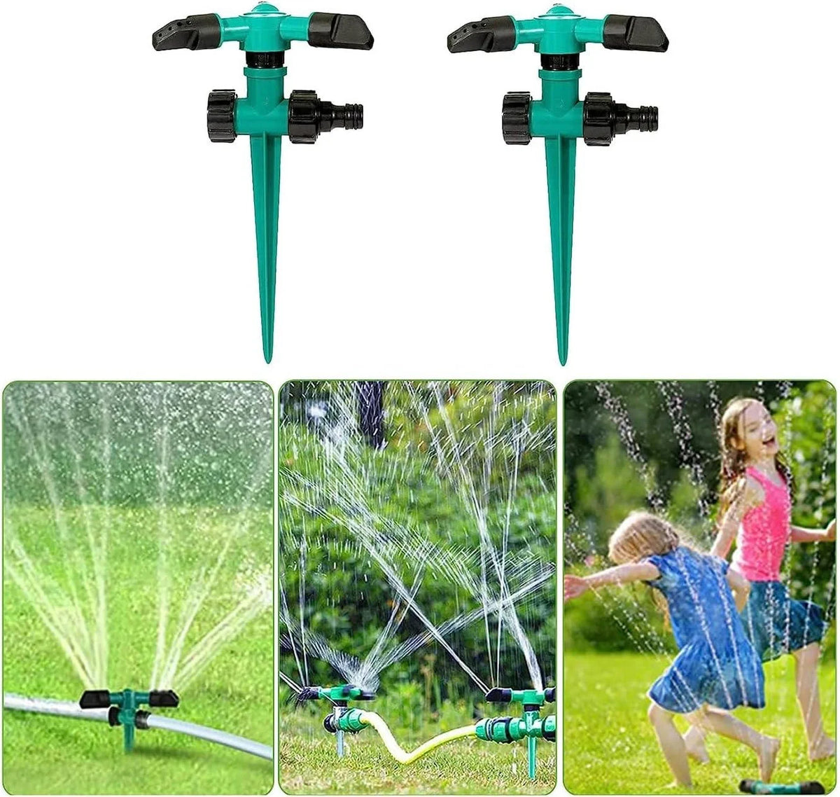 Garden Sprinkler Set 360 Degree Rotation Adjustable Nozzles Quick-Connect
