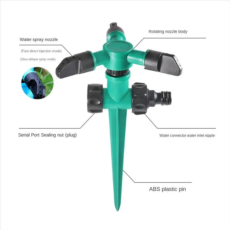 Garden Sprinkler Set 360 Degree Rotation Adjustable Nozzles Quick-Connect